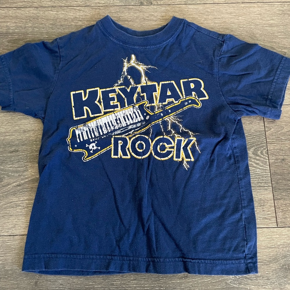 Sz 4 Keytar Rock Kids Blue T-Shirt